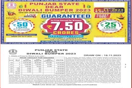 (18/11/2023 @6pm) Punjab State Diwali Bumper Lottery Result .